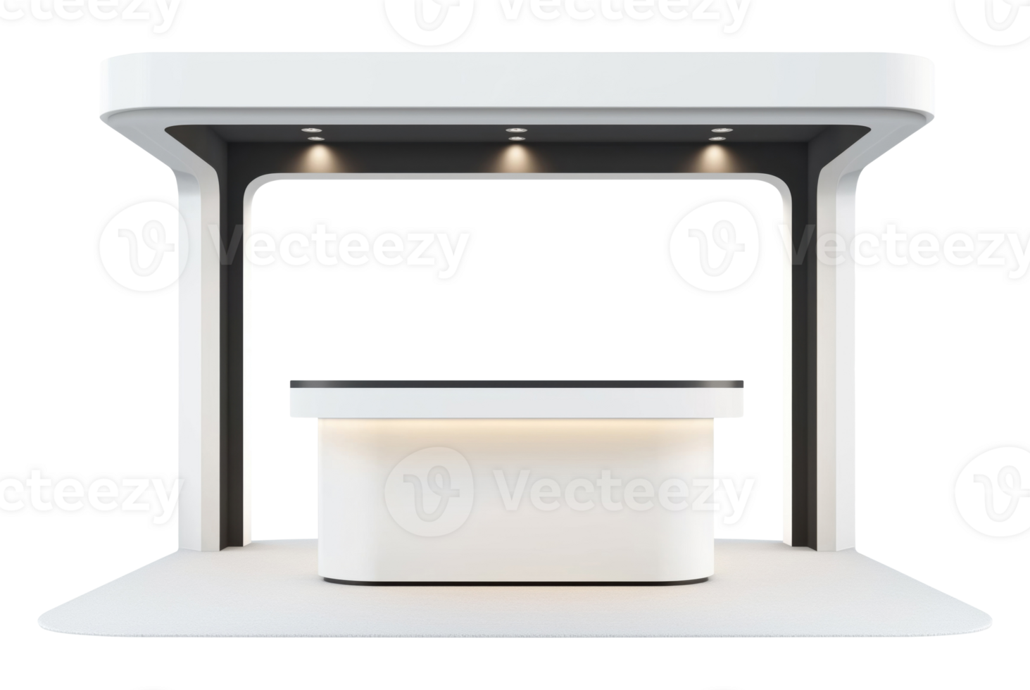 Empty exhibition stand with spotlights isolated on transparent background png