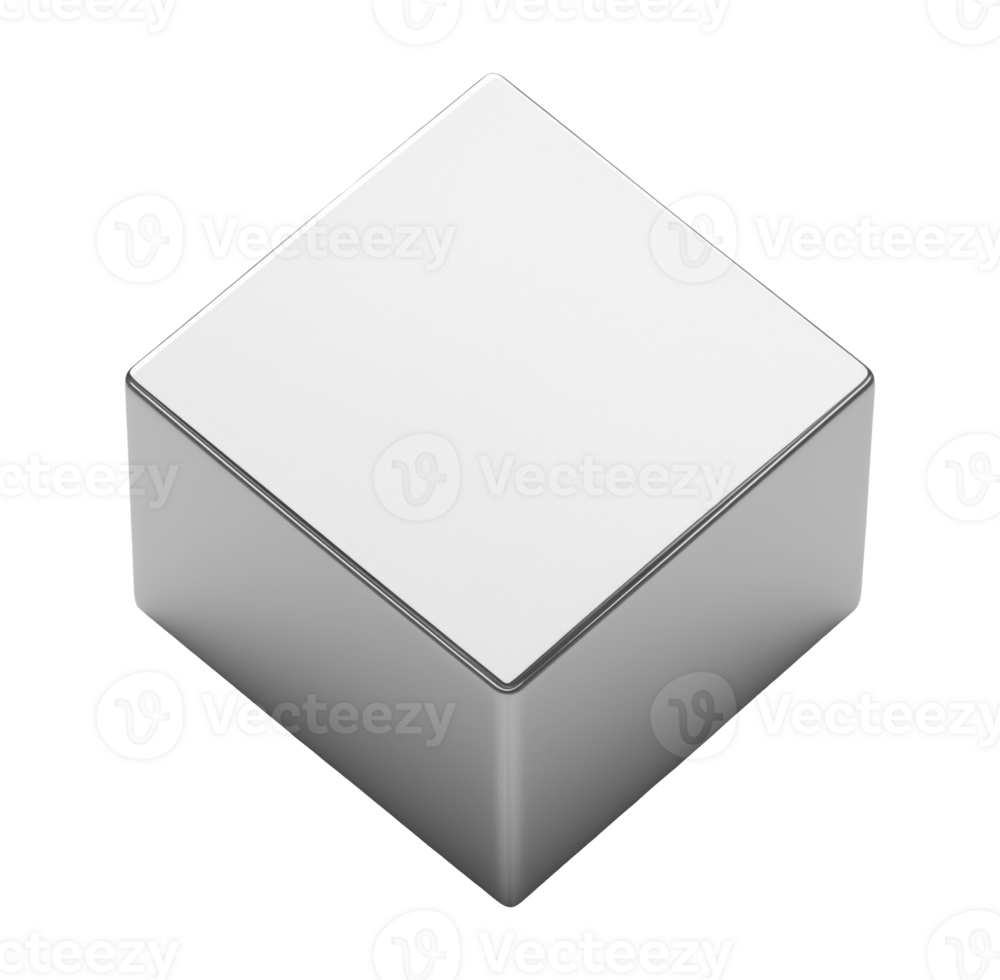 Gray metal cube isolated on transparent background png