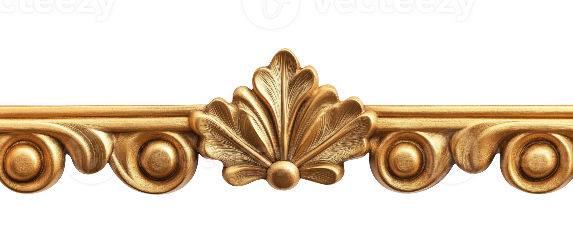 Classical gold decorative border or divider isolated on transparent background png
