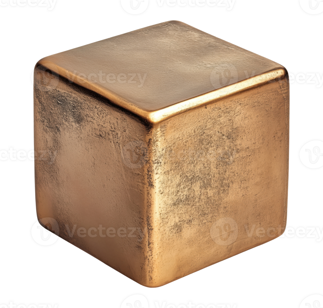 Bronze cube isolated on a transparent background png