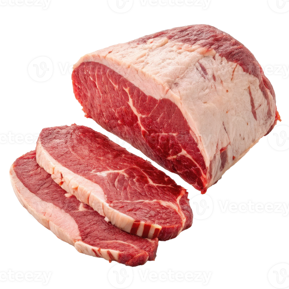 Uncooked fresh beef sirloin cut with visible marbling and texture ready for and cooking png