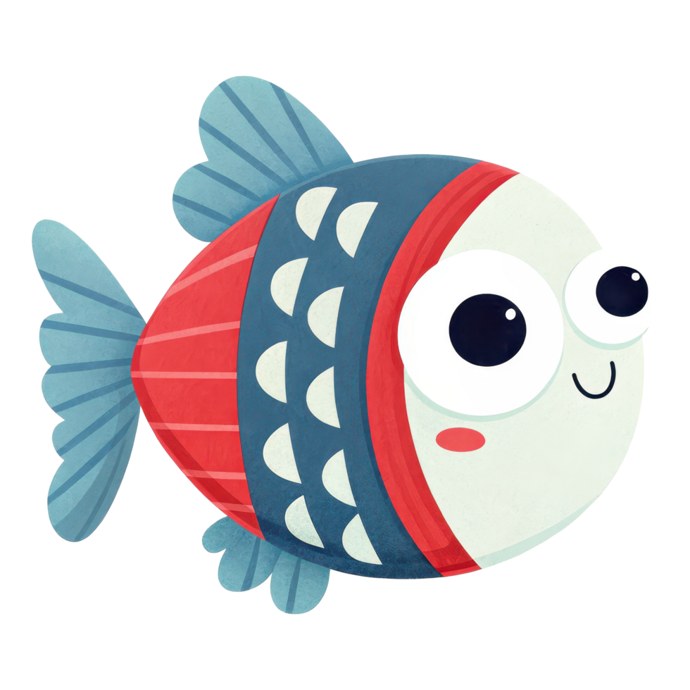 Adorable cartoon fish with a cheerful expression png