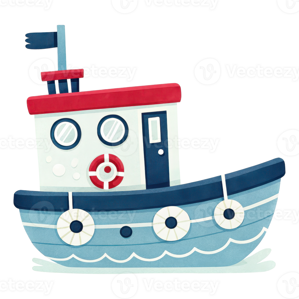 Colorful Cartoon Fishing Boat png