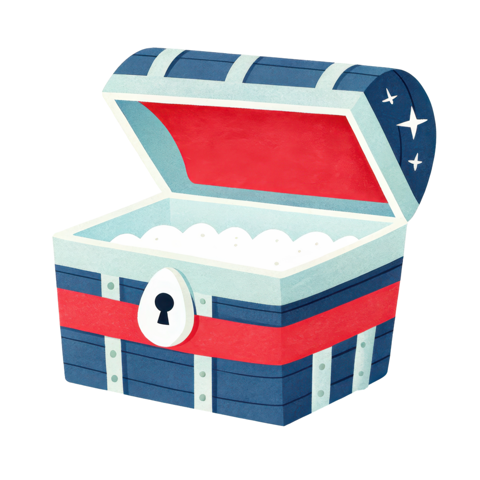 Vintage treasure chest with a cute stylized design png