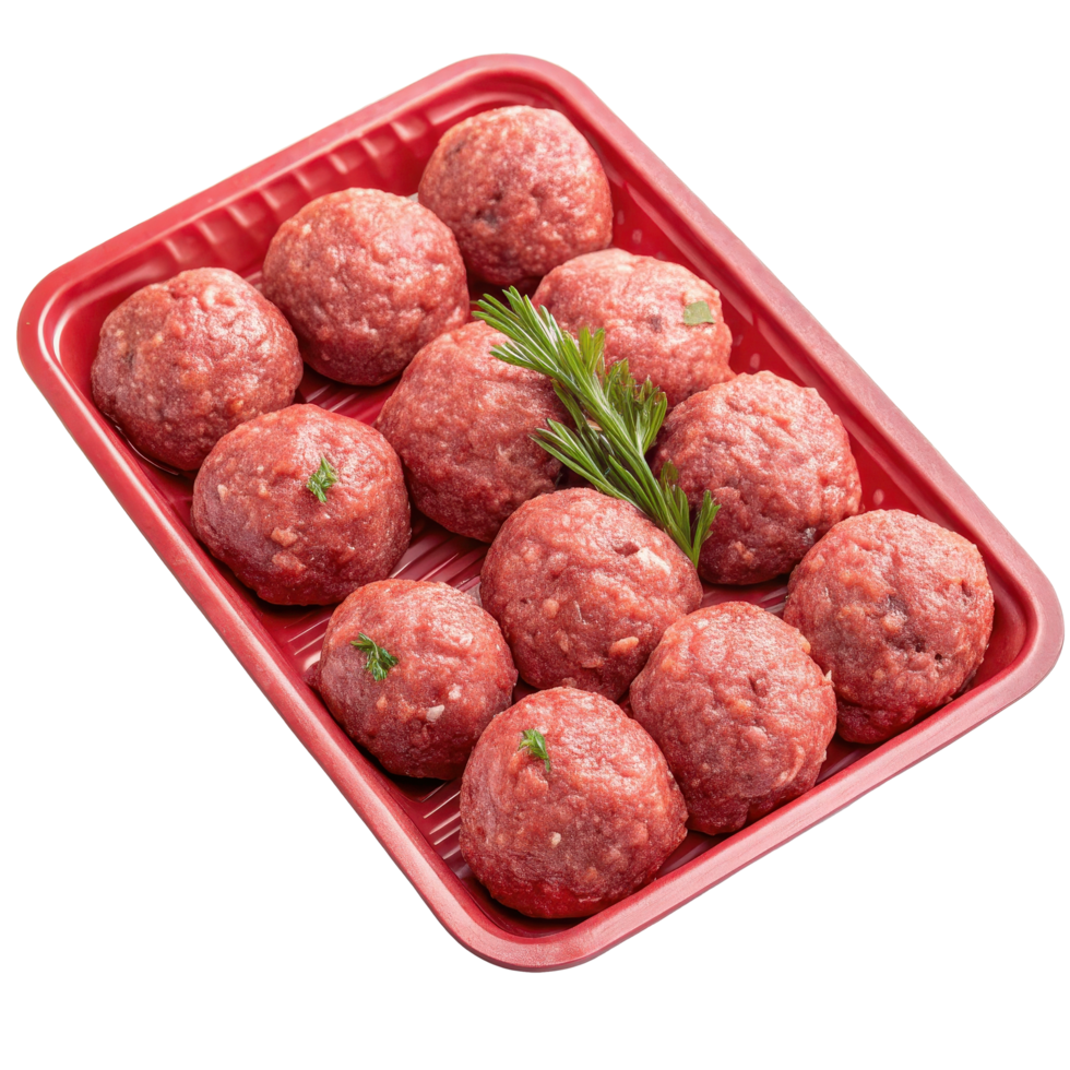 Fresh meatballs in a beef pack png