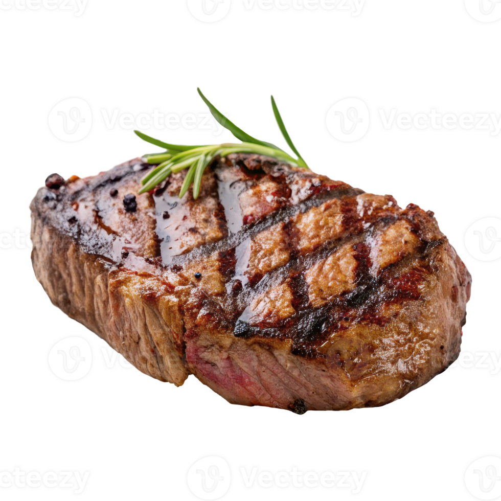 A perfectly cooked ribeye steak with charred edges and seasoning png