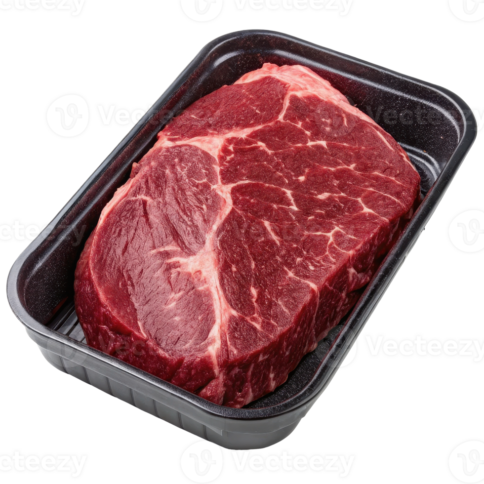 Succulent beef round roast in sealed packaging tray png