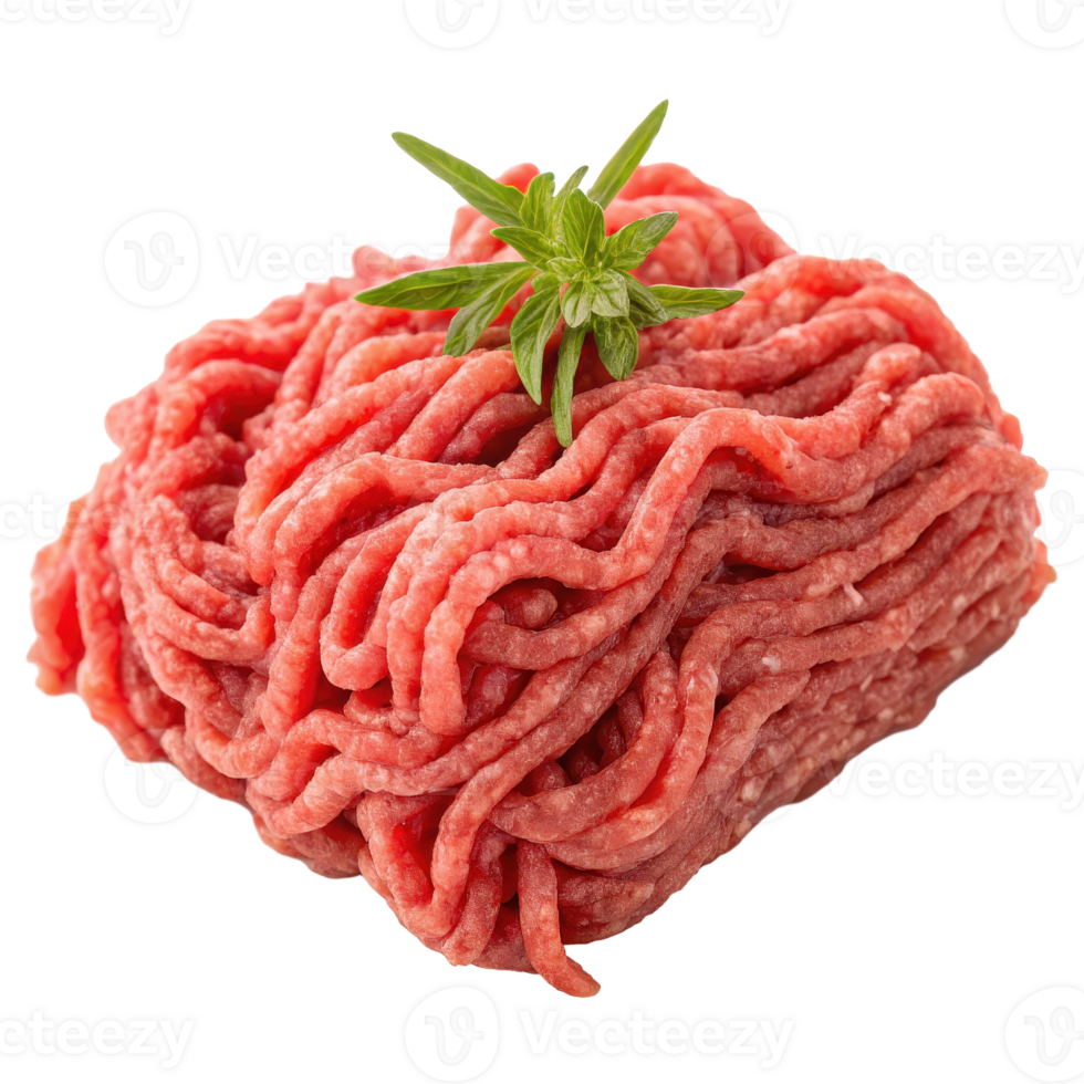 A mound of freshly ground uncooked beef ready to be used in a variety of culinary dishes png