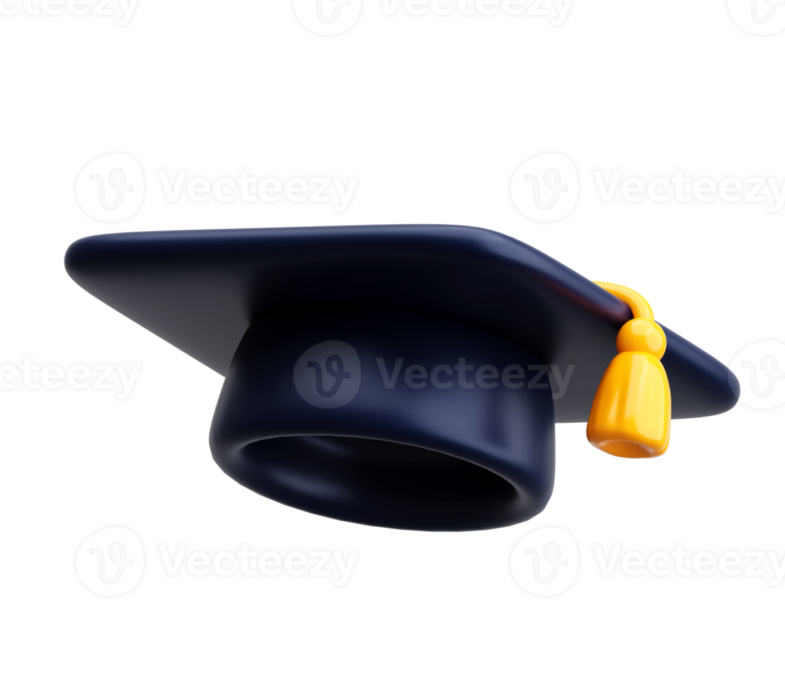 3D Graduation Cap Icon from Below for Education and Achievement Concept png