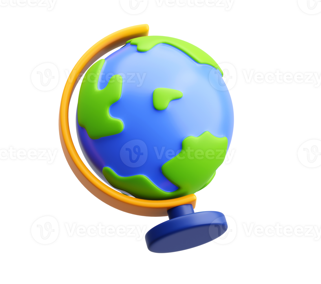 3D Globe Icon for Geography and Global Learning png