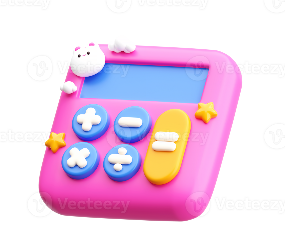 3D Cute Calculator Icon for Kids Math and Early Learning png