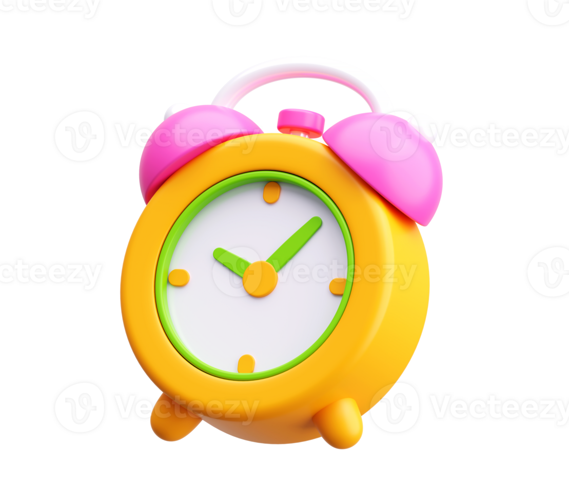 3D Cute Alarm Clock Icon for Kids and Time Learning png
