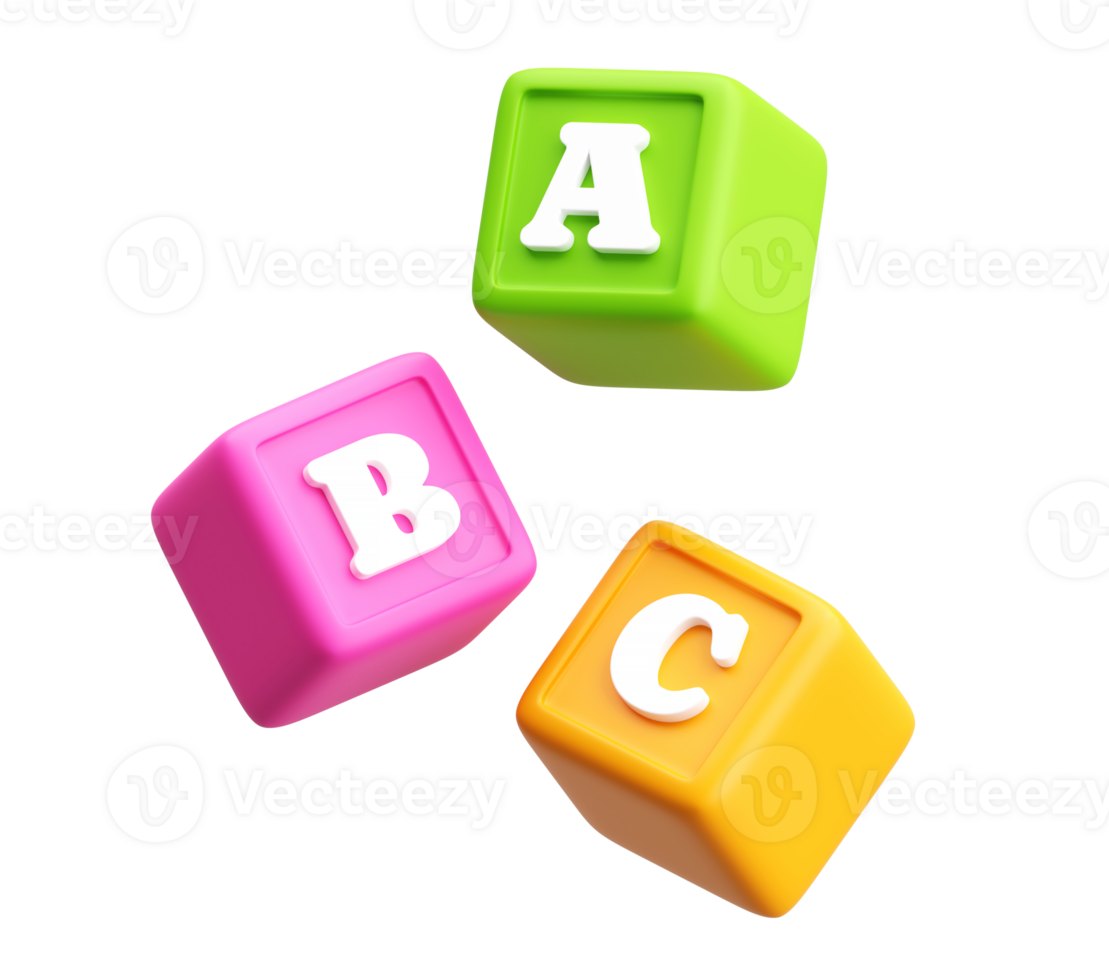 3D Floating ABC Blocks Icon for Preschool and Fun Learning png