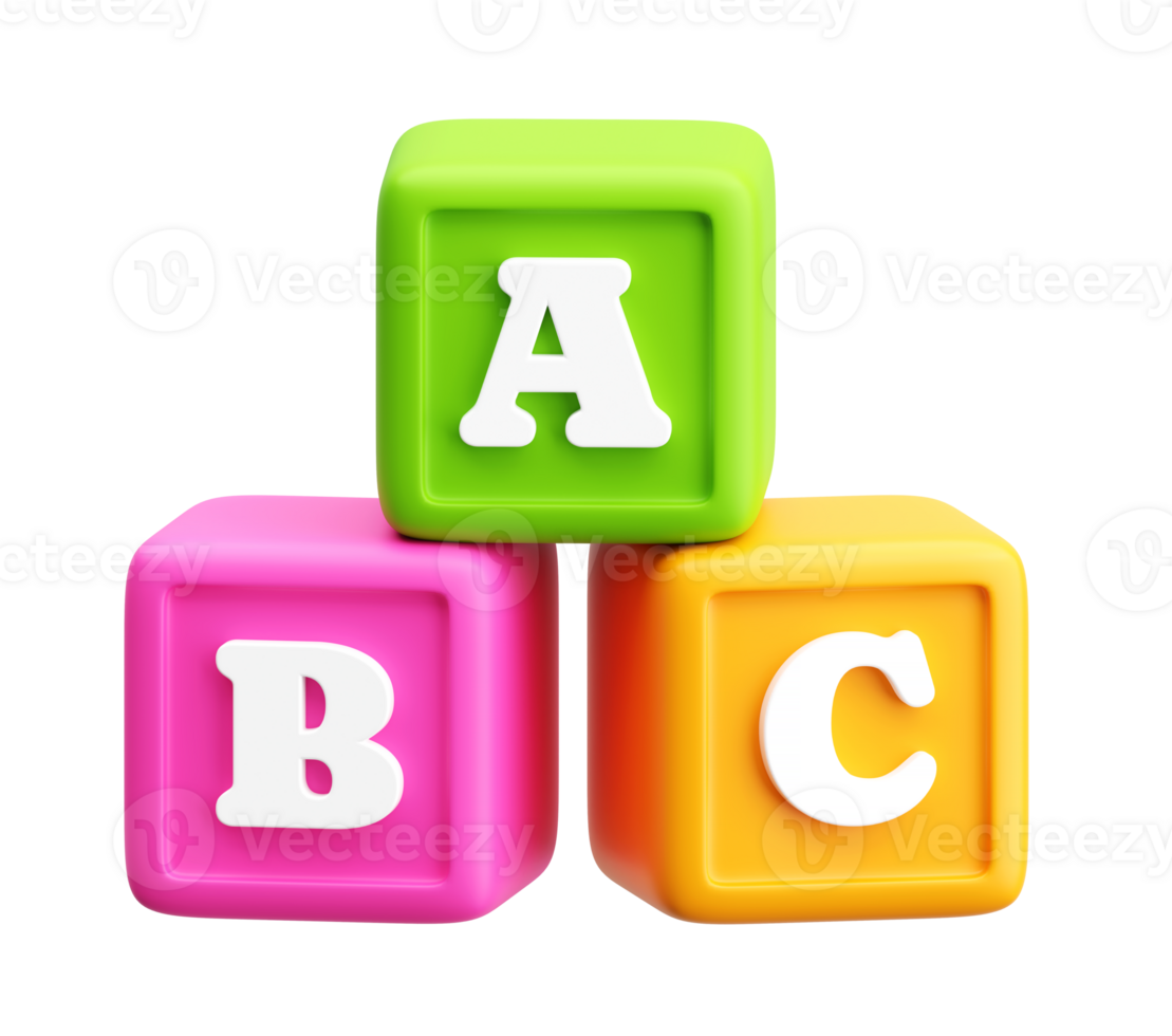 3D ABC Alphabet Blocks Icon for Kids and Early Learning png