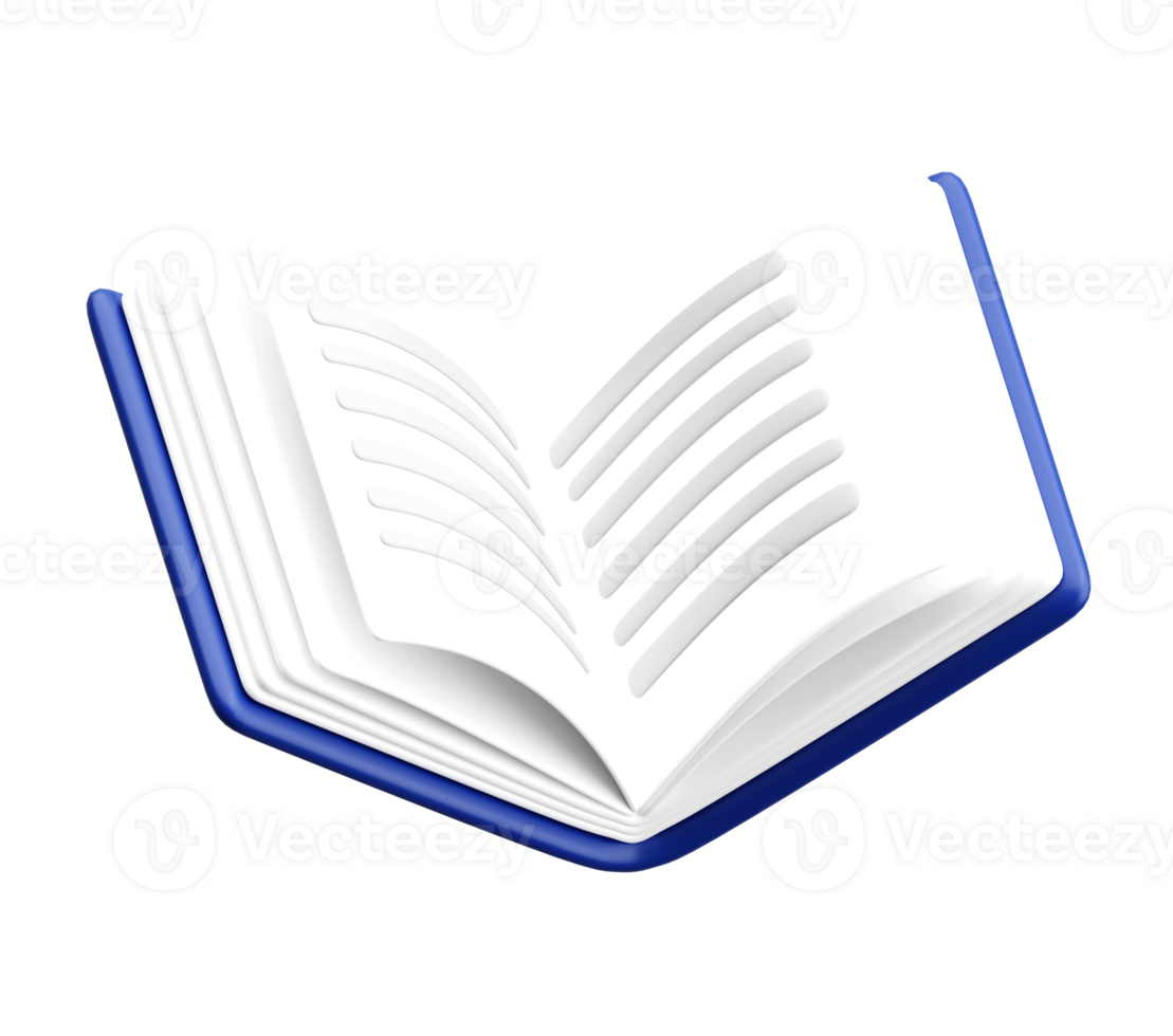 3D Open Book Icon for Education and Reading Concept png