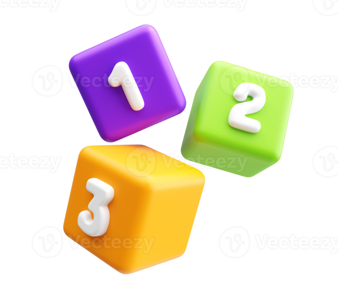 3D Flying Number Toy Blocks for Preschool Education png