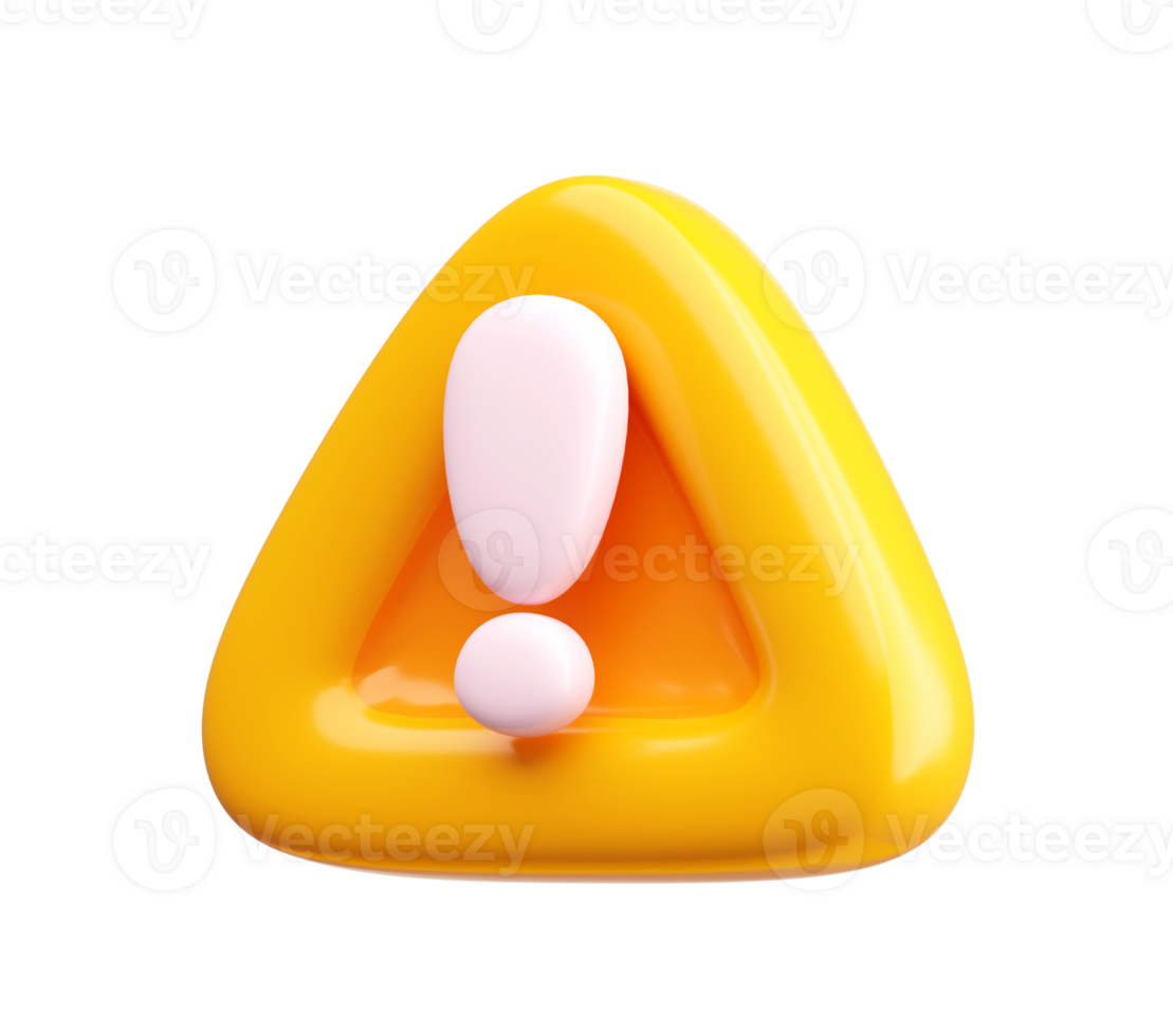 3D Yellow Warning Icon with Exclamation Mark Isolated png