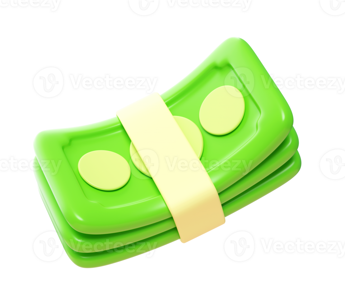 3D Stack of Money Banknotes Icon png