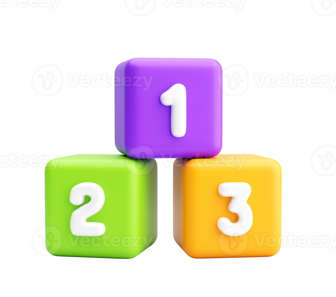 3D Educational Toy Number Blocks for Kids Learning png