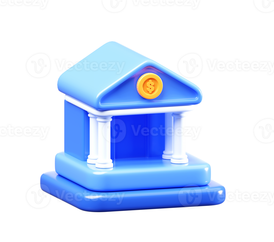 3D Bank Building Icon png