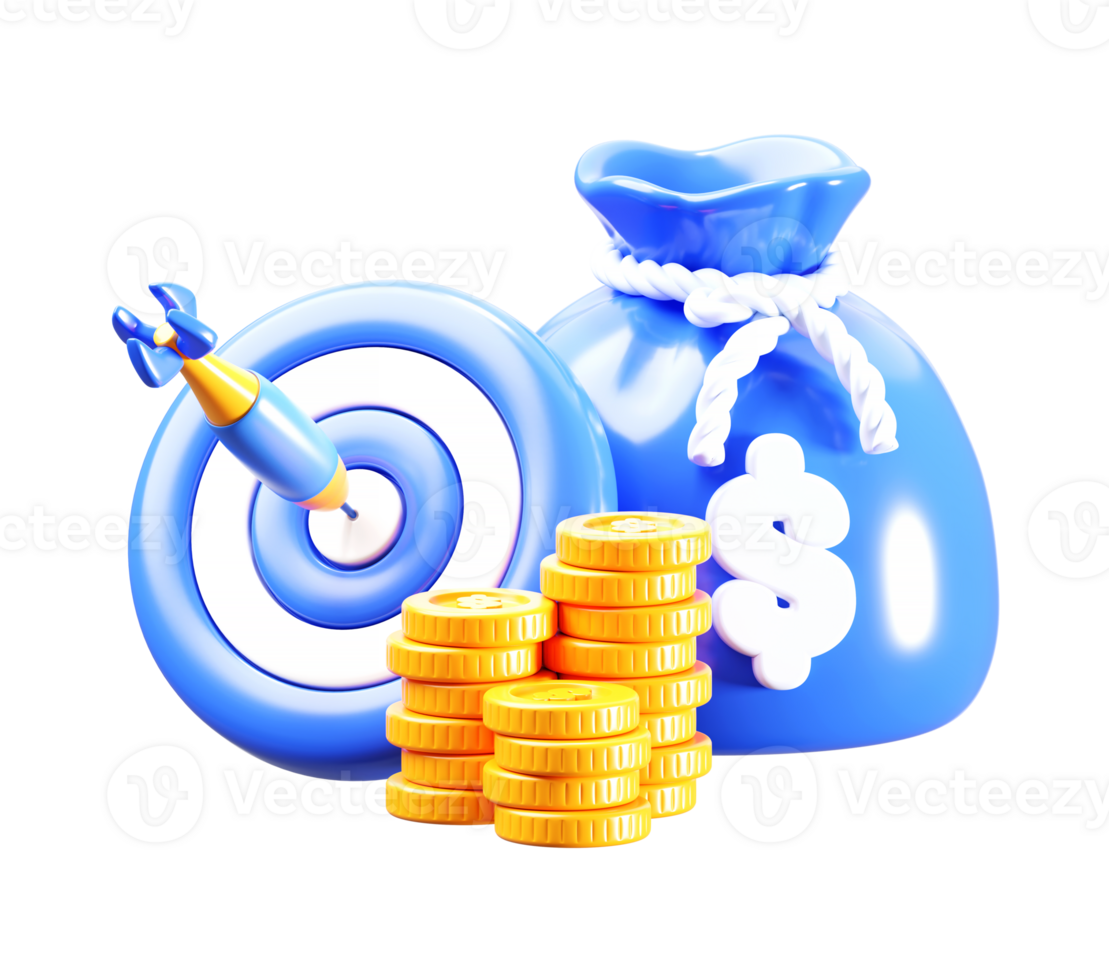 3D Target and Money Bag png