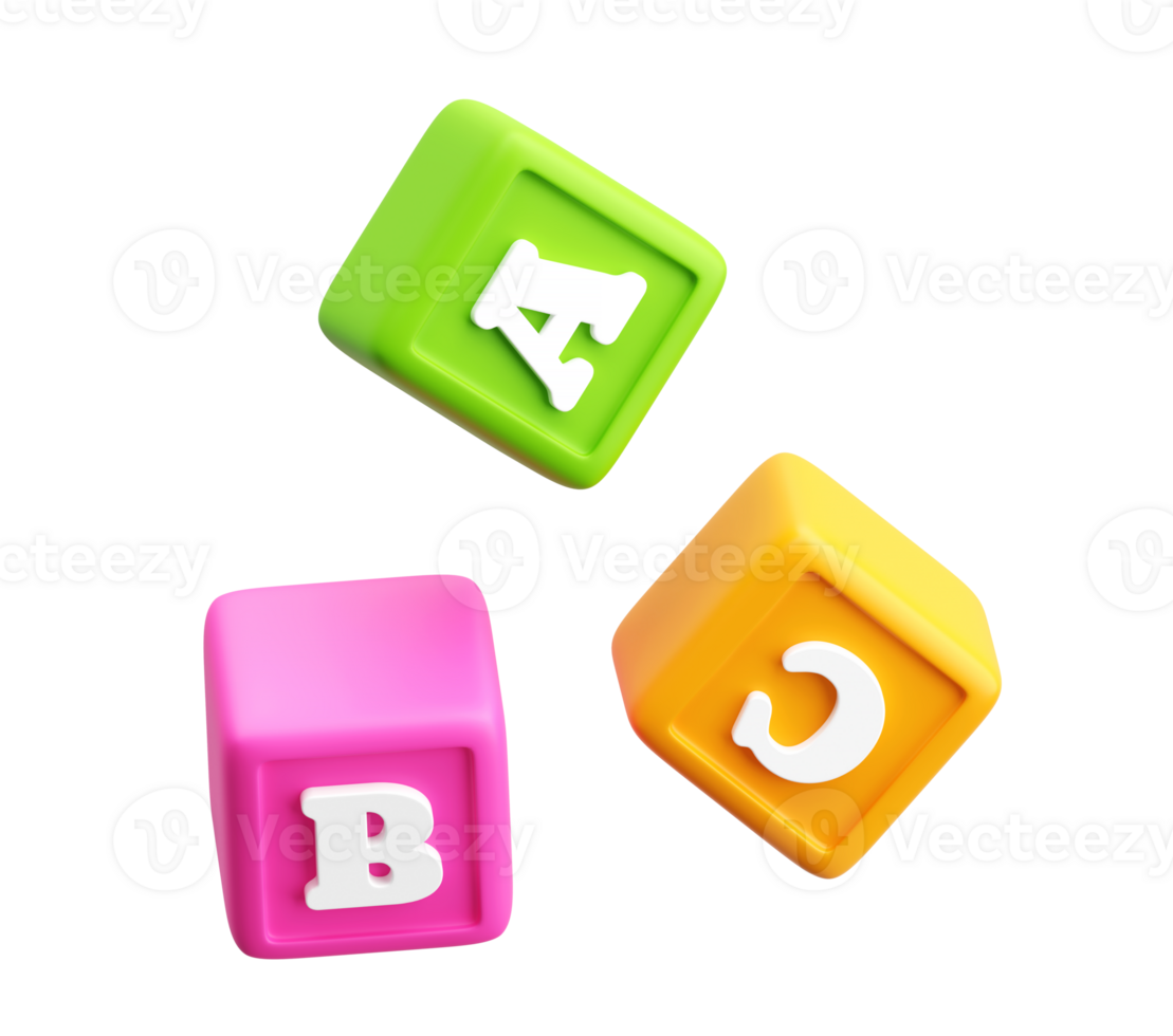 Colorful Cartoon Alphabet Blocks A B C Letters png