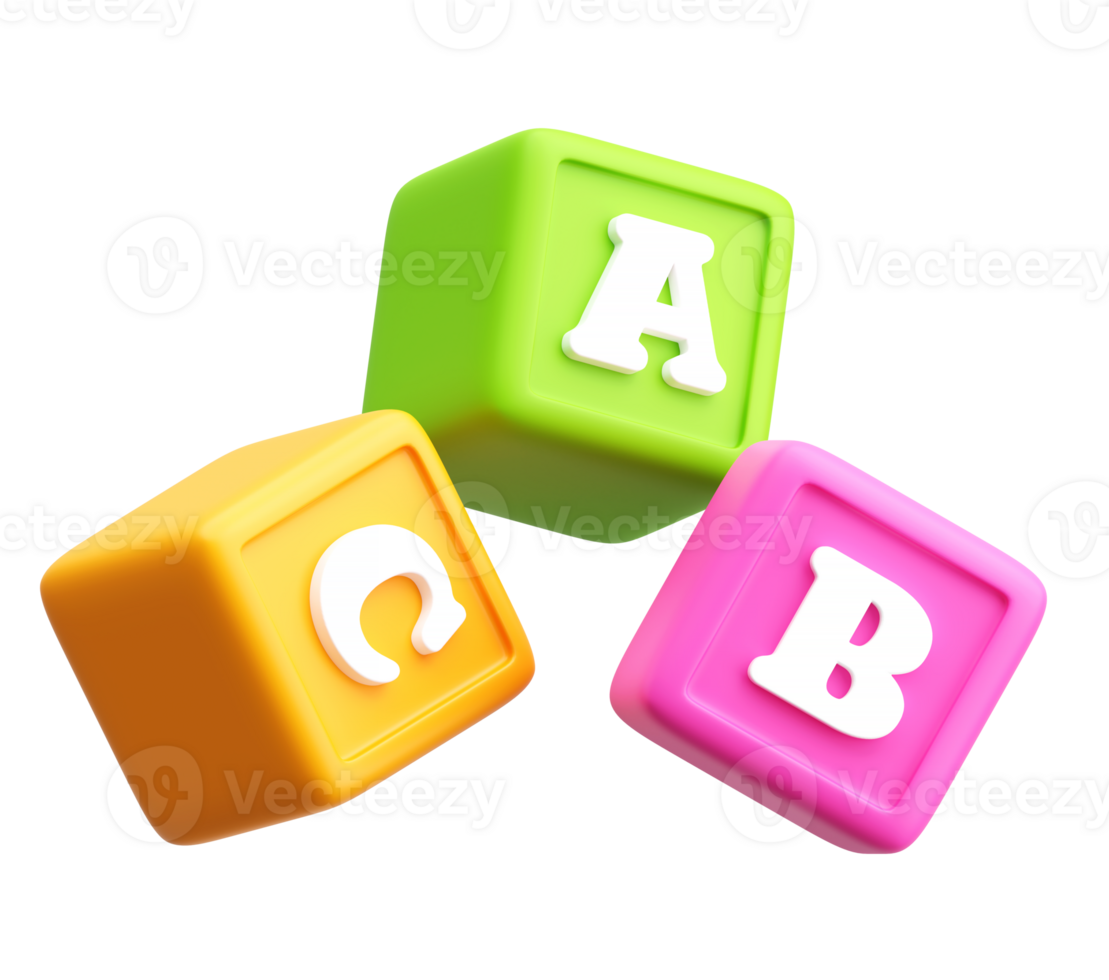 3D Render of ABC Learning Blocks for Kids playful educational themes. png