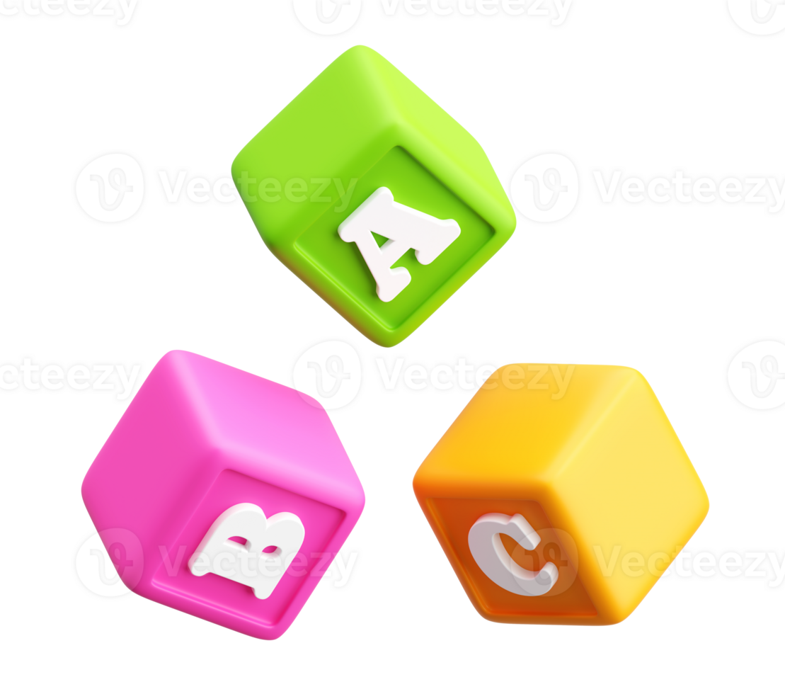 Cute A B C Letter Cubes Educational Toy Icons png