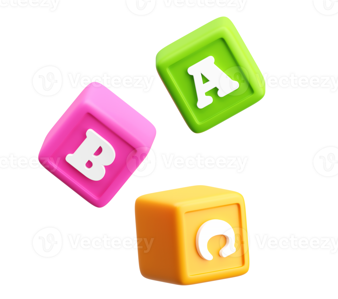 High-quality 3D alphabet blocks ABC Cubes for Early Learning png
