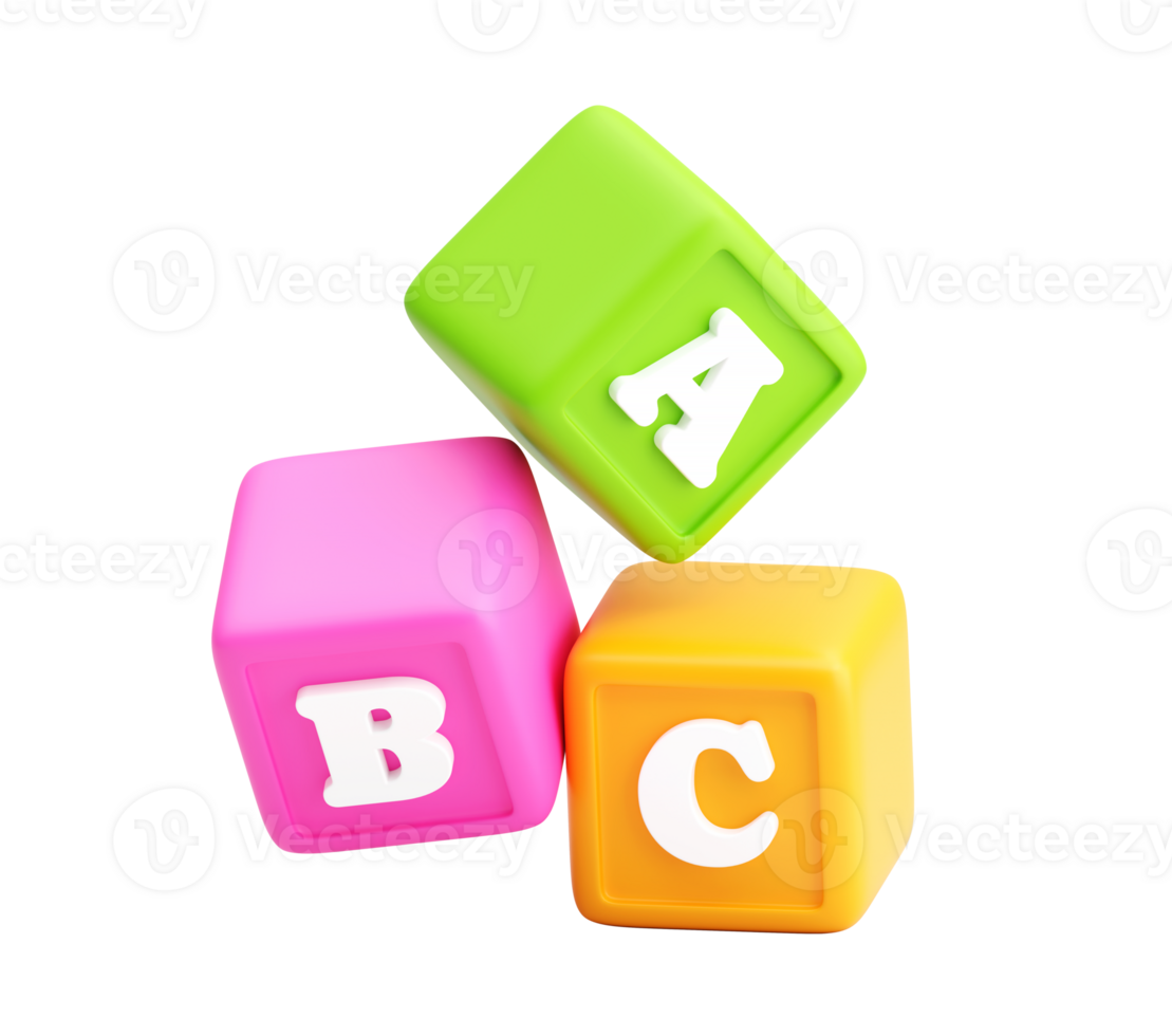 Playful 3D ABC Cubes for Kids Design Projects png
