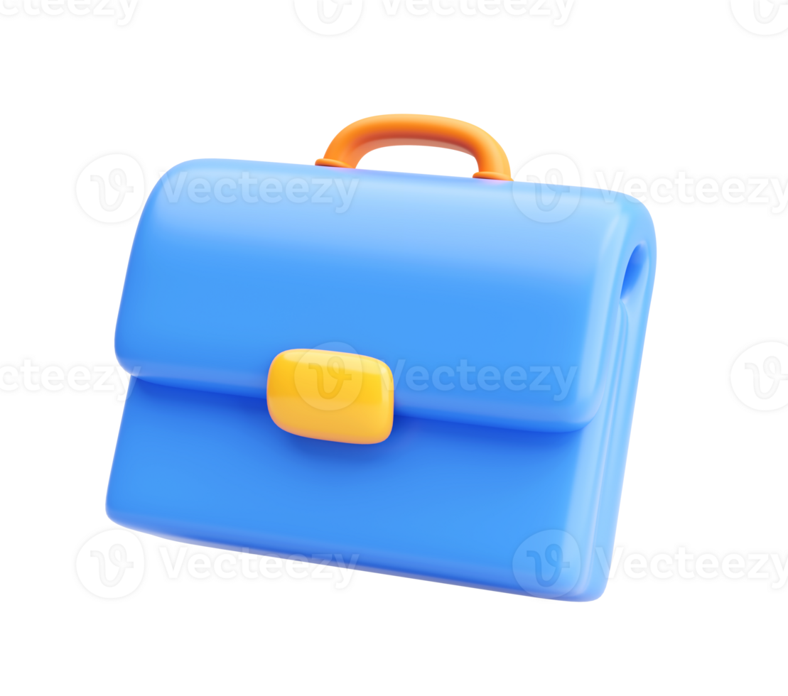 3D Business Briefcase Icon in Blue and Yellow Representing Office Work, Job, or Career Concept png