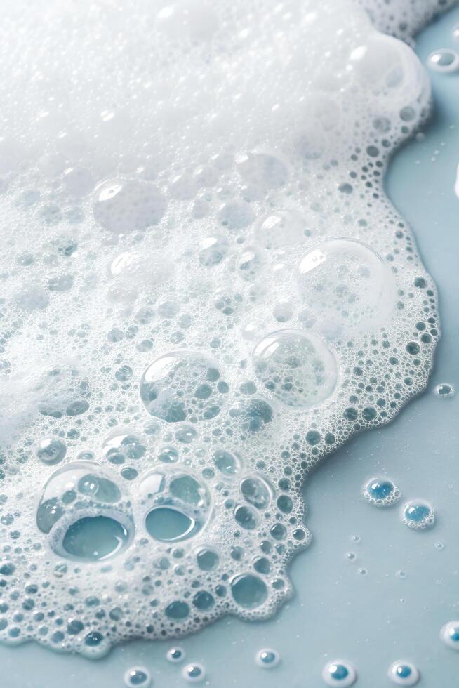Macro shot of light foam bubbles forming intricate patterns photo