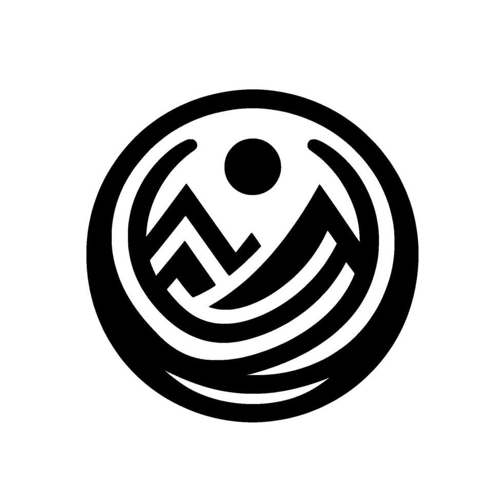 Modern mountain black white circle vector