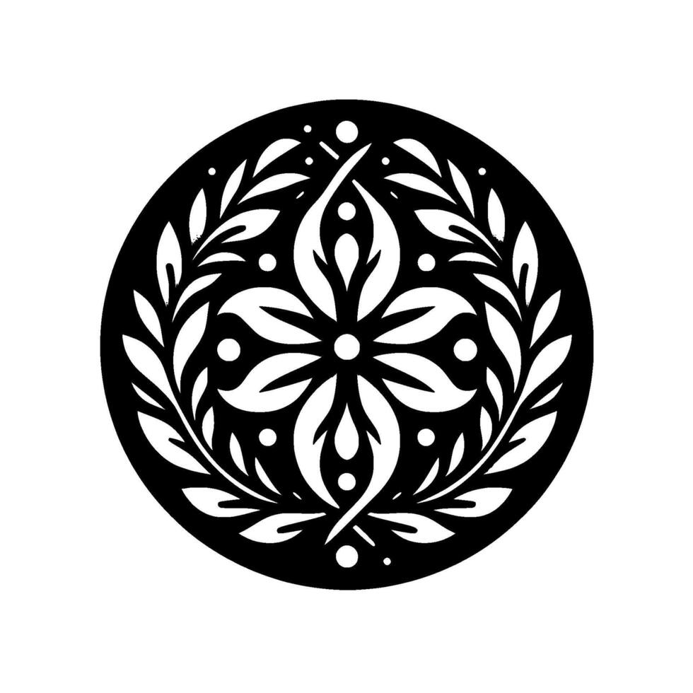 Black white floral mandala illustration ornamental vector