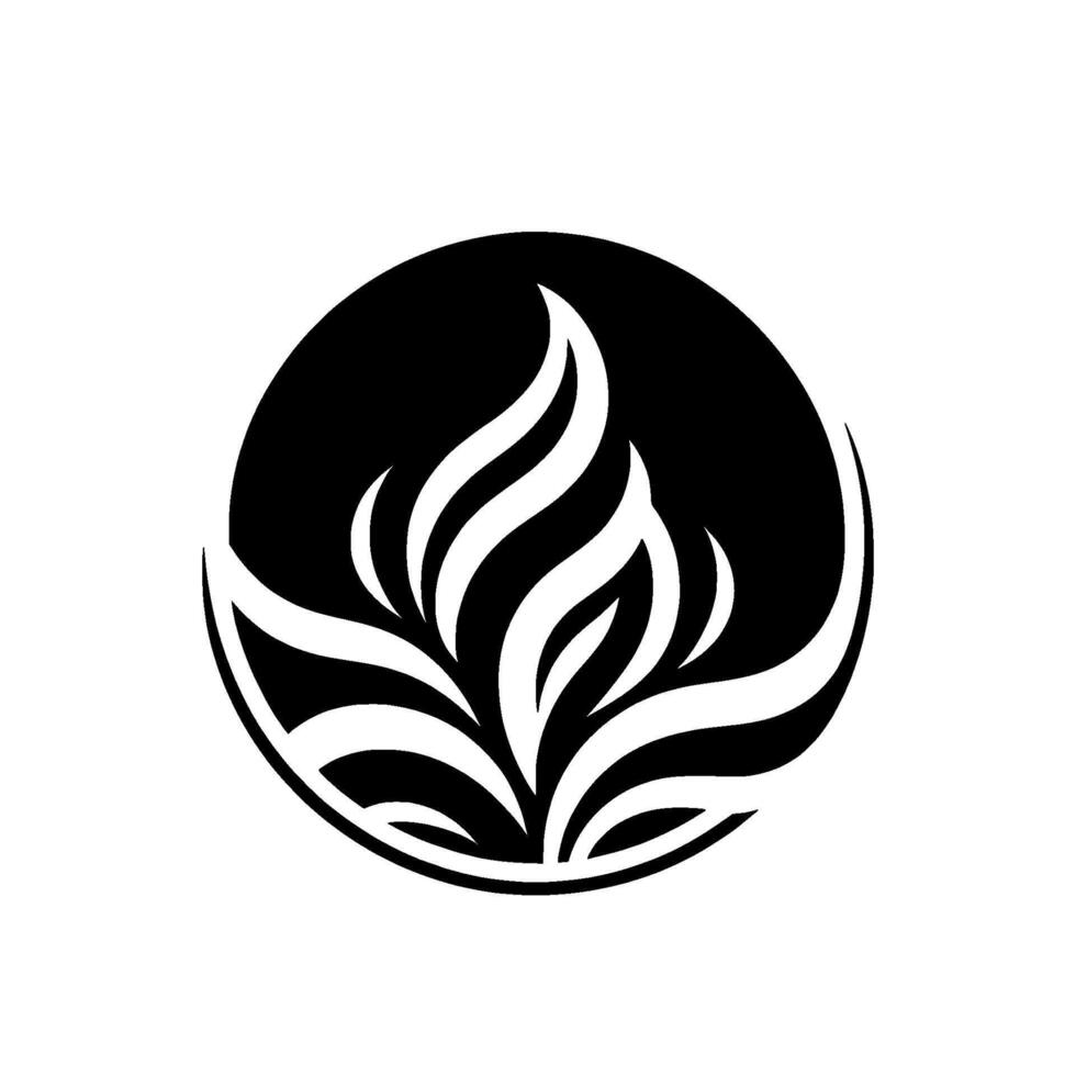 Abstract black white flame , symbol, emblem, circle vector