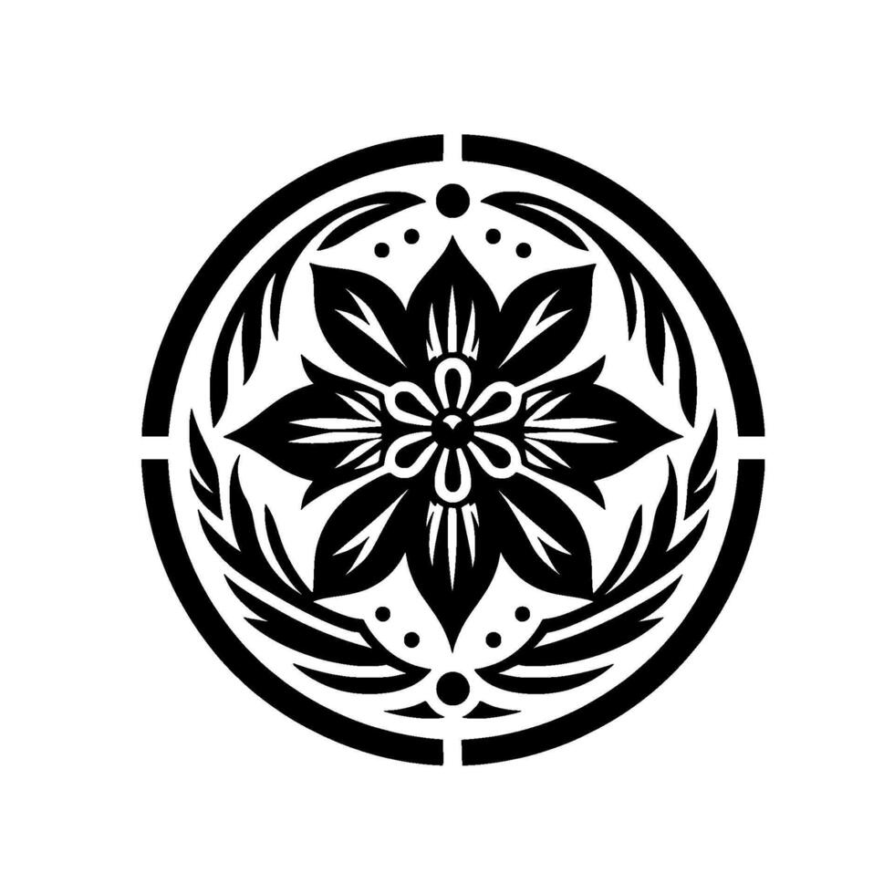 Elegant floral mandala in black and white, illustration vector