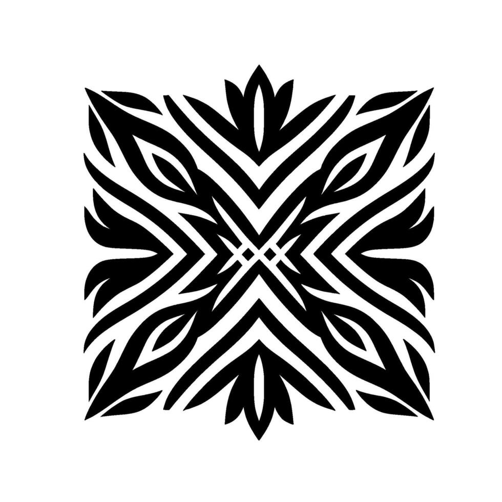 Geometric floral pattern in bold black and white vector