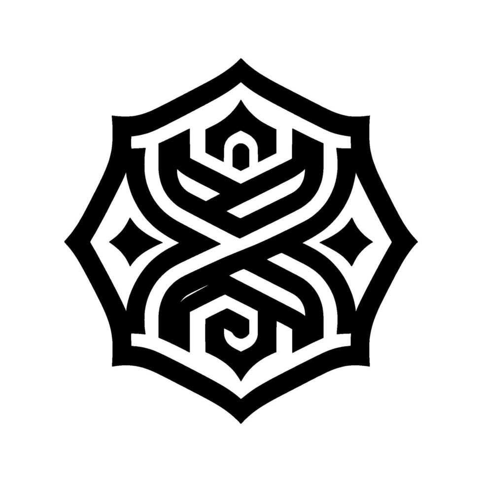 Black and white geometric ornamental vector