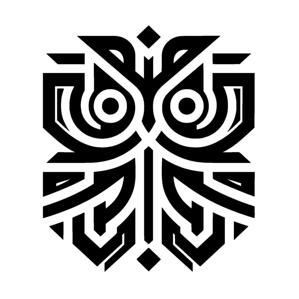 Abstract geometric owl silhouette, black white vector