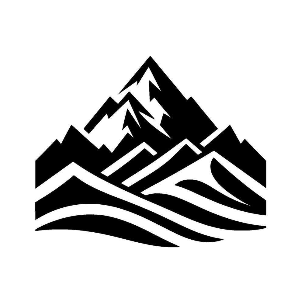 Minimalist Black and White Mountain Range vector