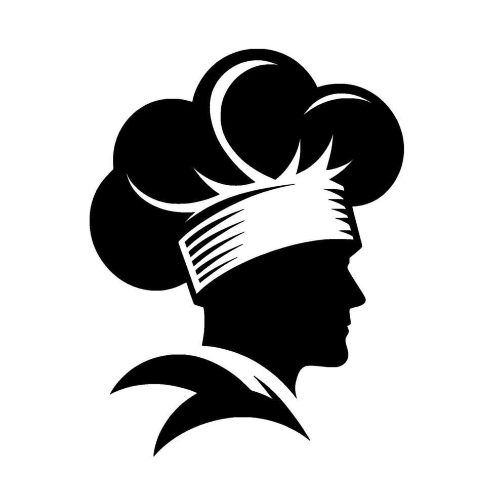 Silhouette of a Chef in Classic Cook Hat, Monochrome vector