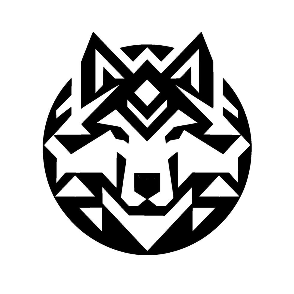 Geometric Wolf Head in Black and White on White Background vector