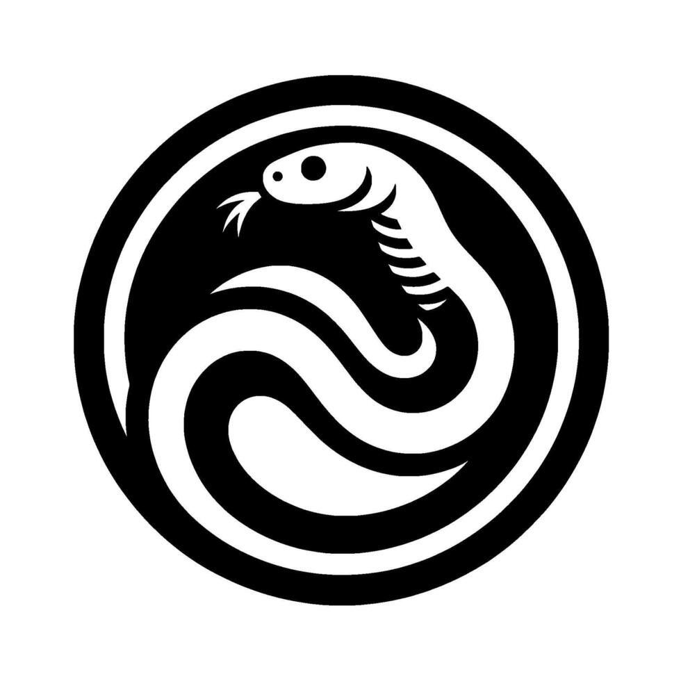 Minimalist Snake Circle , Black and White, vector