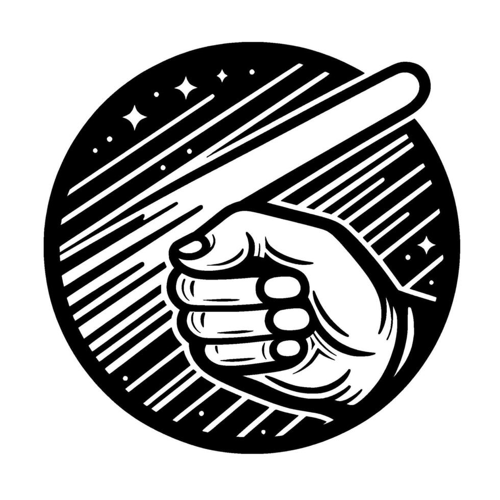Hand Clenching Stick in Circle Support, Victory Symbol vector