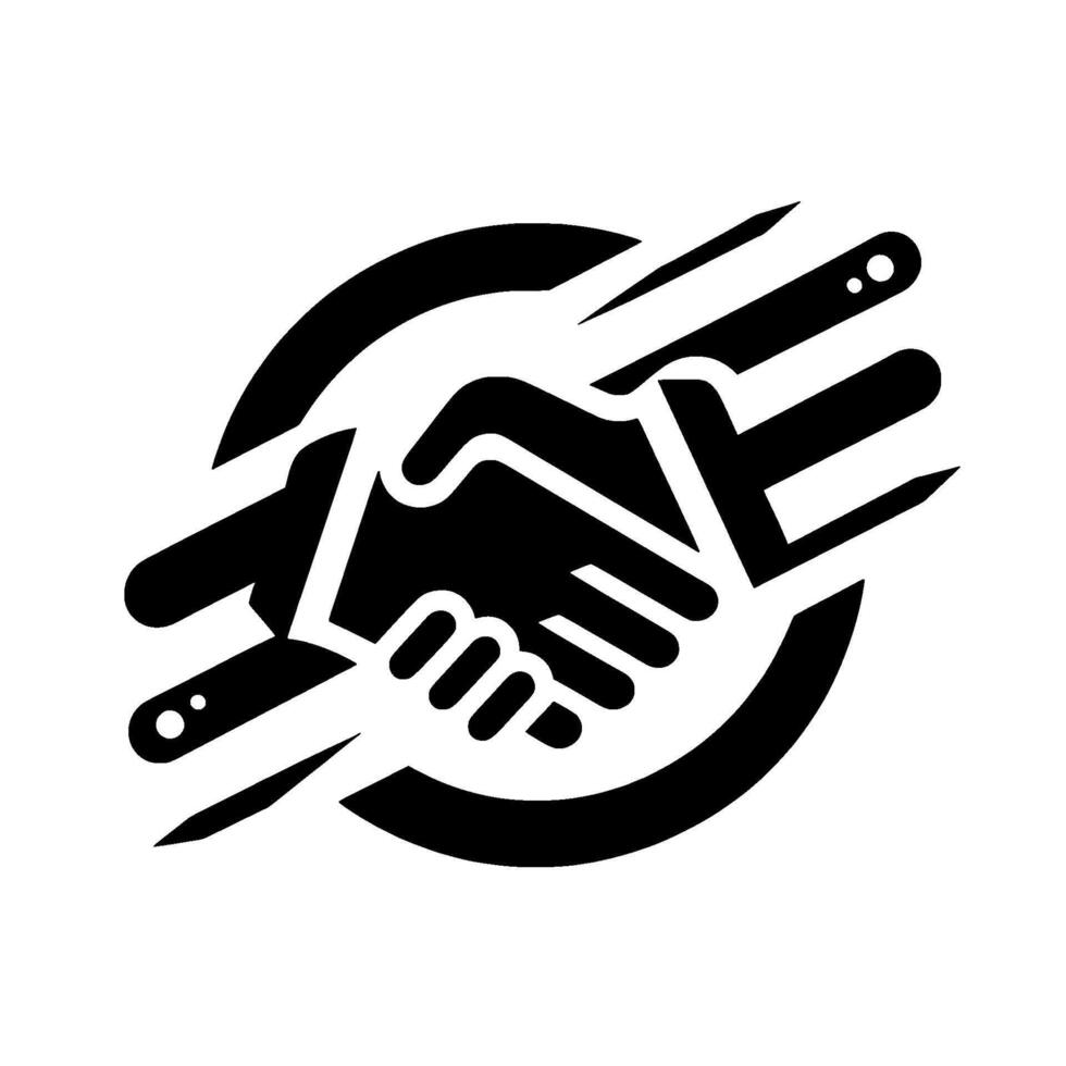Handshake Minimalist Black White vector