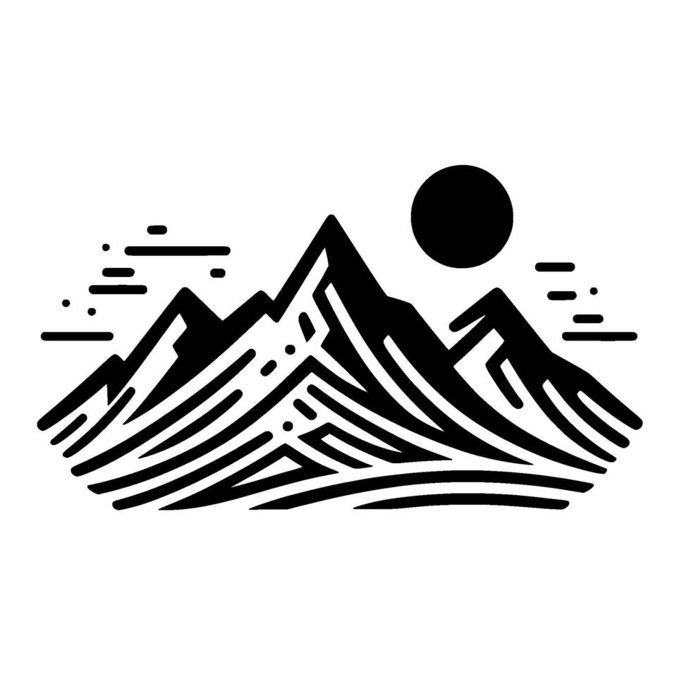 Abstract Black White Mountain Landscape Illustration vector