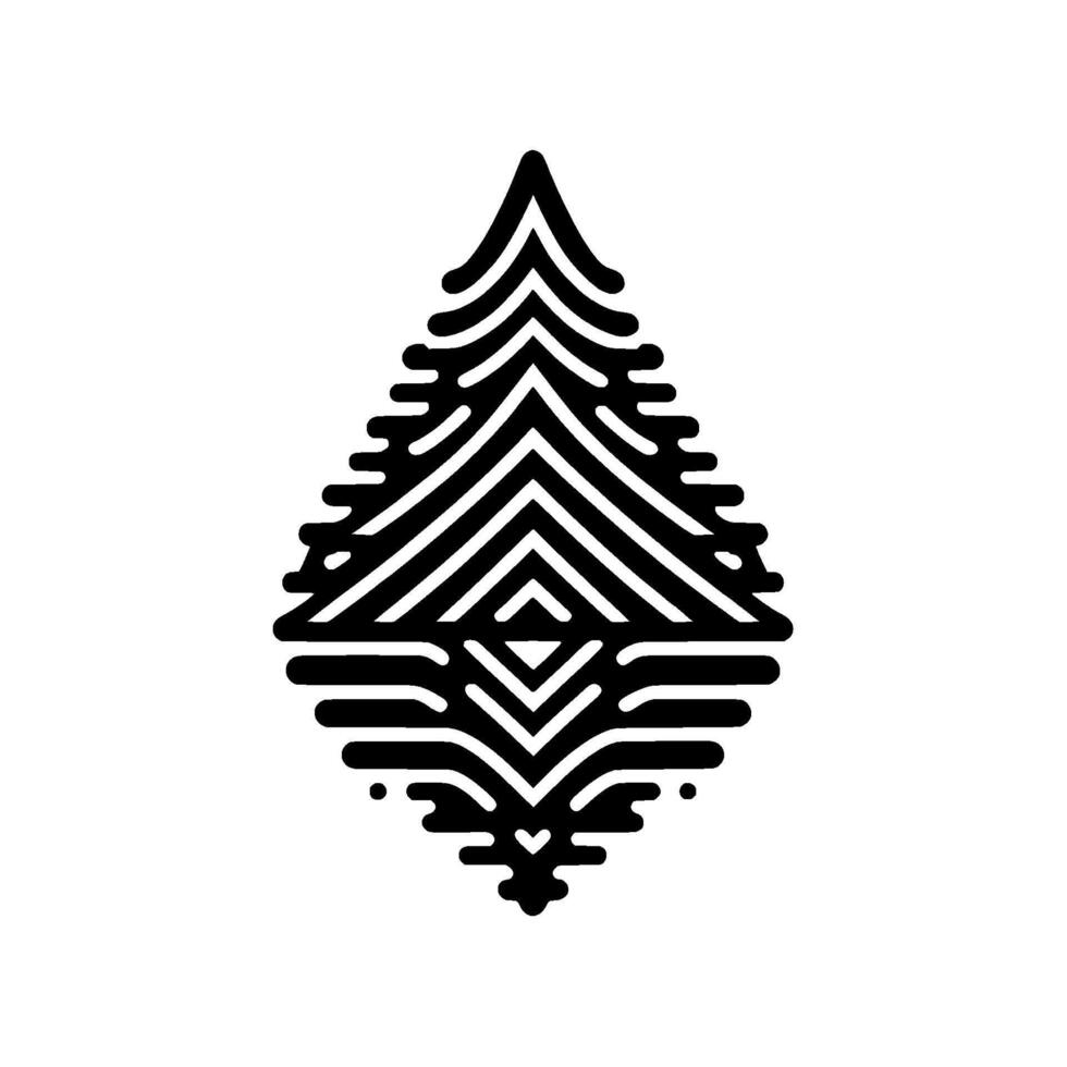 Geometric Christmas Tree , Black and White Minimalist vector