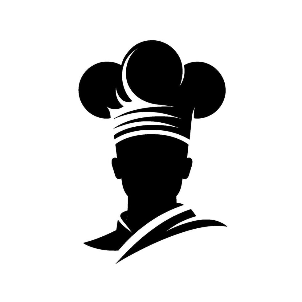 Chef Silhouette in Bold Black and White, for Restaurant Branding vector