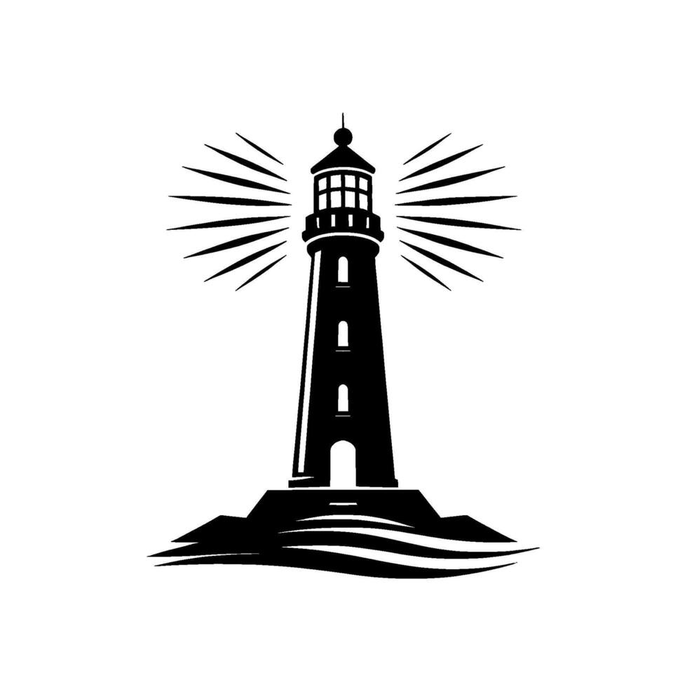 Black and White Lighthouse Illustration vector