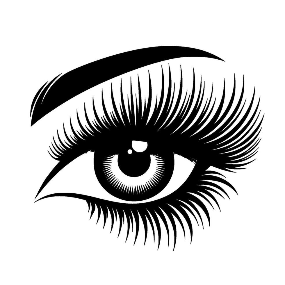 Dramatic Eyelash Eye in Black White, Beauty Elegance vector